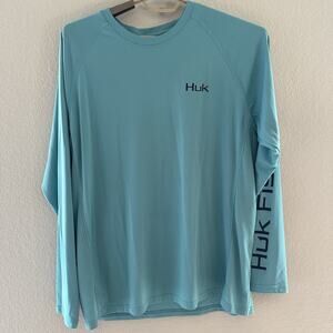 Huk Performance Fishing Long Sleeve Sun Outdoor Shirt Teal Mens XL
